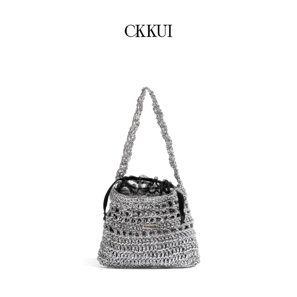 Estilo coreano moda menina prata tecido saco feminino 2025 novo estilo luz luxo nicho High-End sentido bolsa de um ombro