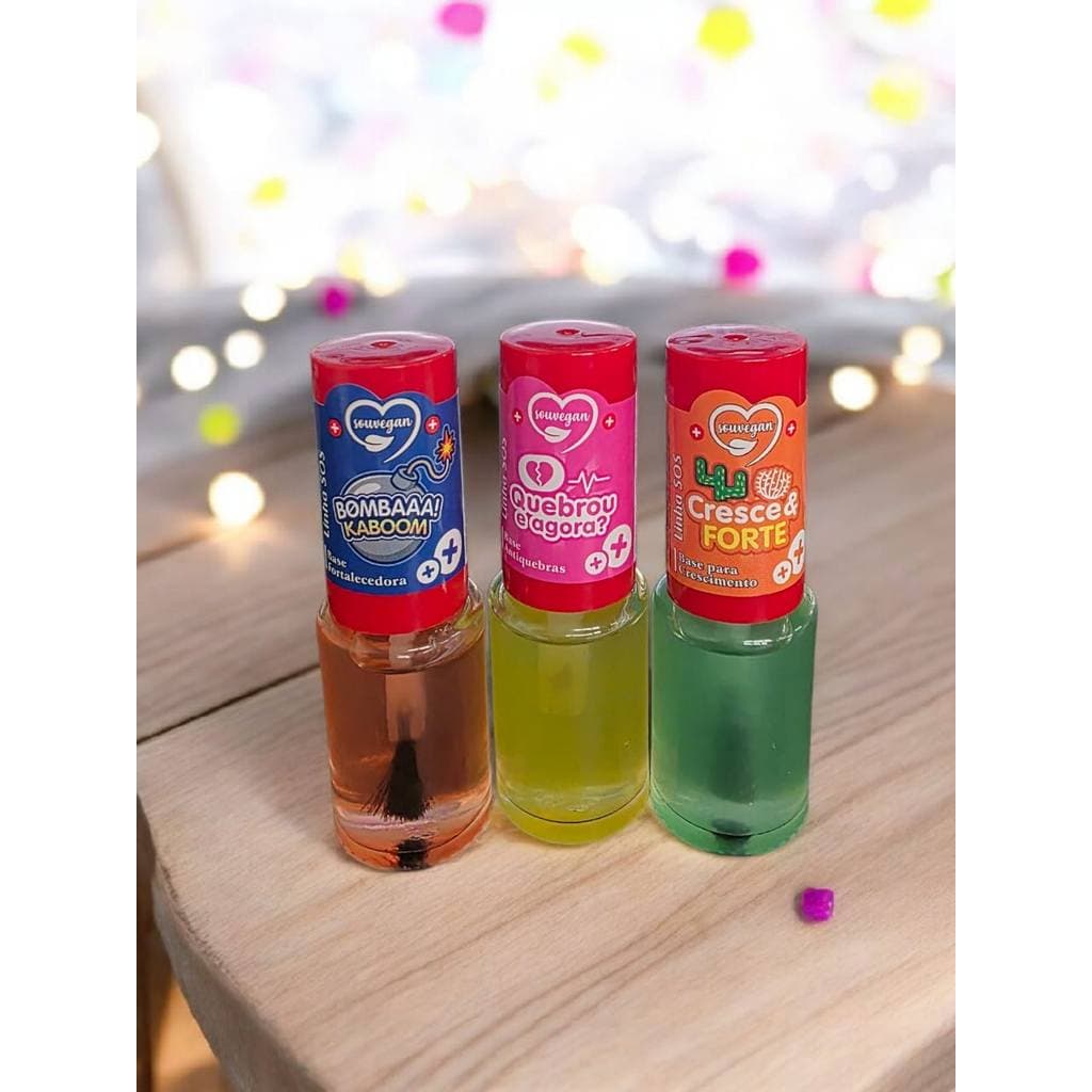 Kit Esmalte Souvegan Fortalecimento das Unhas Com 3 Unidades
