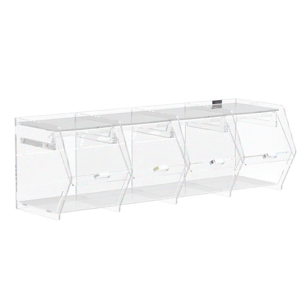 Baleiro em Acrílico Cristal com 4 Nichos Horizontal