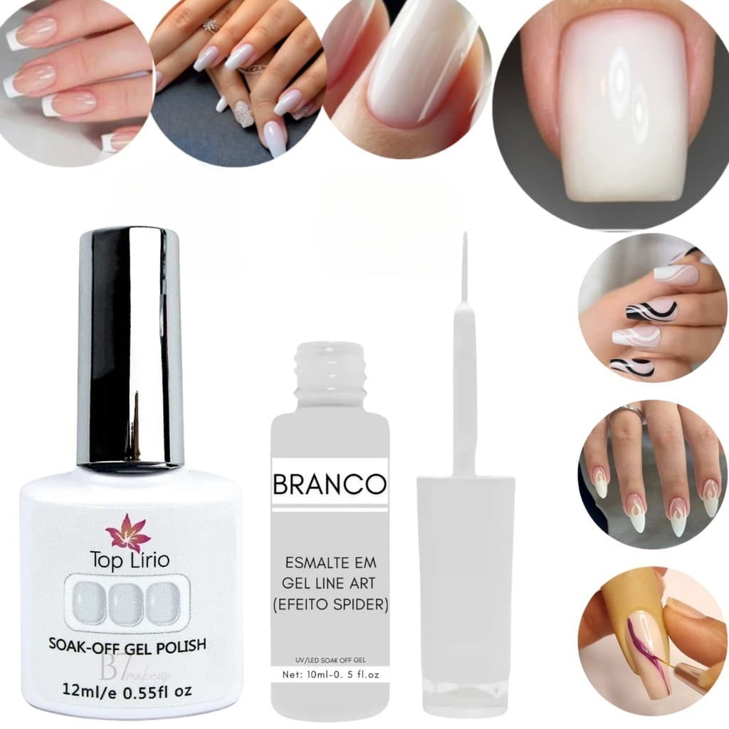 Kit Francesinha Renda Leitoso Nao amarela + Esmalte Ponta Fina Branco