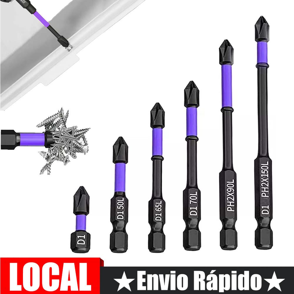 Conjunto de 6 pontas de chave magnética hexagonal Pontas para desmontagem de parafusos