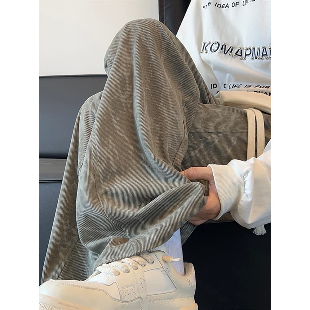 Tie-Dye calças de veludo masculino primavera em linha reta solta calças de perna larga esportes americanos Sweatpants ru