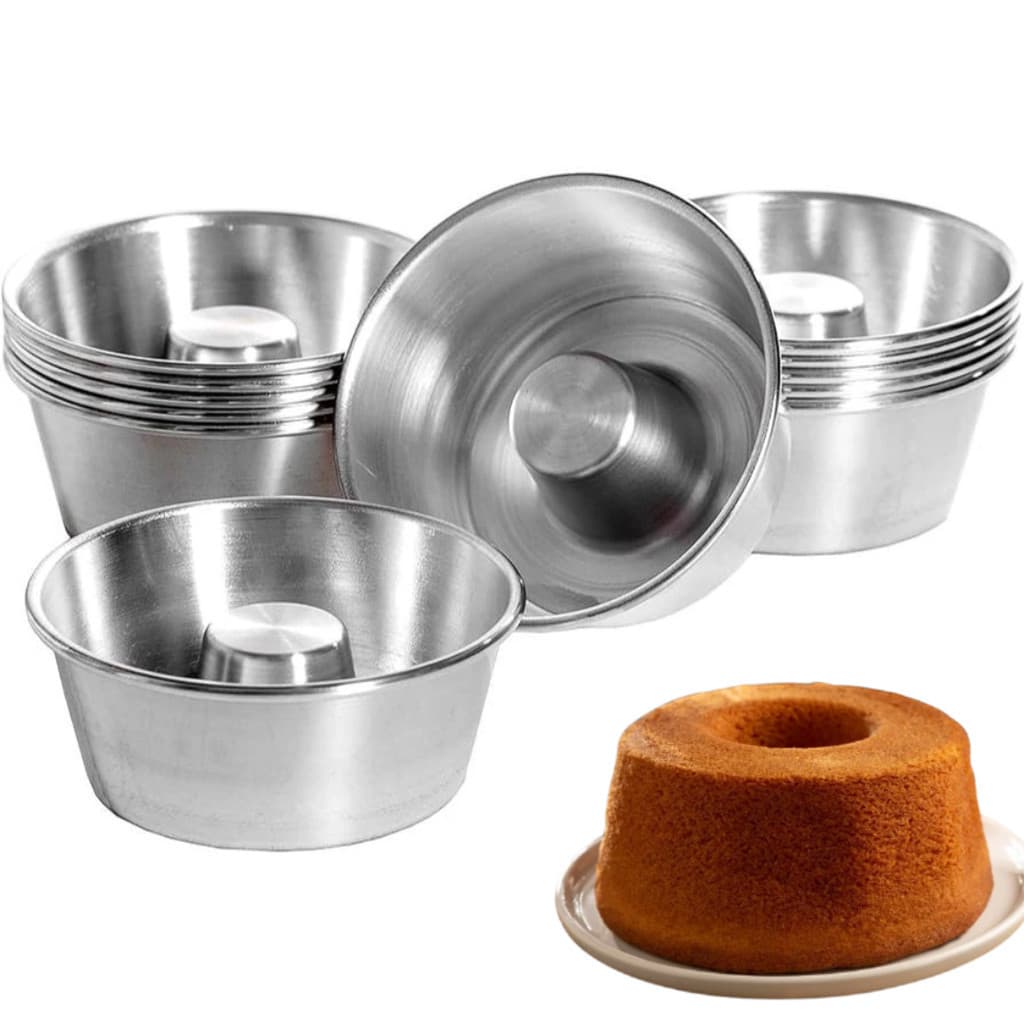 Kit 5 Formas Mini Alumínio 380ml Para Pudim Bolo Vulcão N12 12cm Confeitaria Cozinha