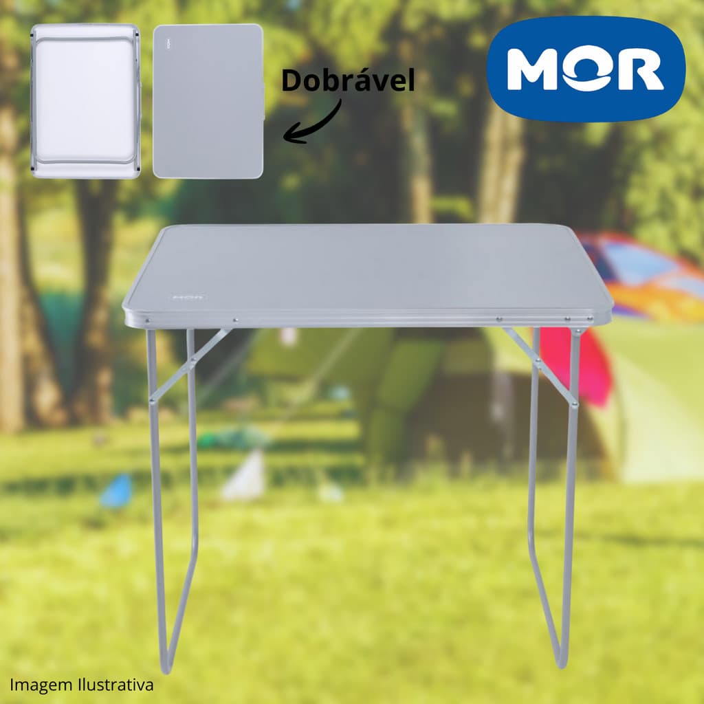Mesa Prática Portátil 80cm Mor – Dobrável e Leve para Camping, Praia, Viagem e Churrasco