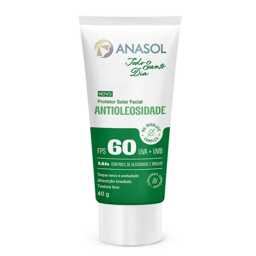 Protetor Solar Facial Anasol Antioleosidade F60 Toque Seco
