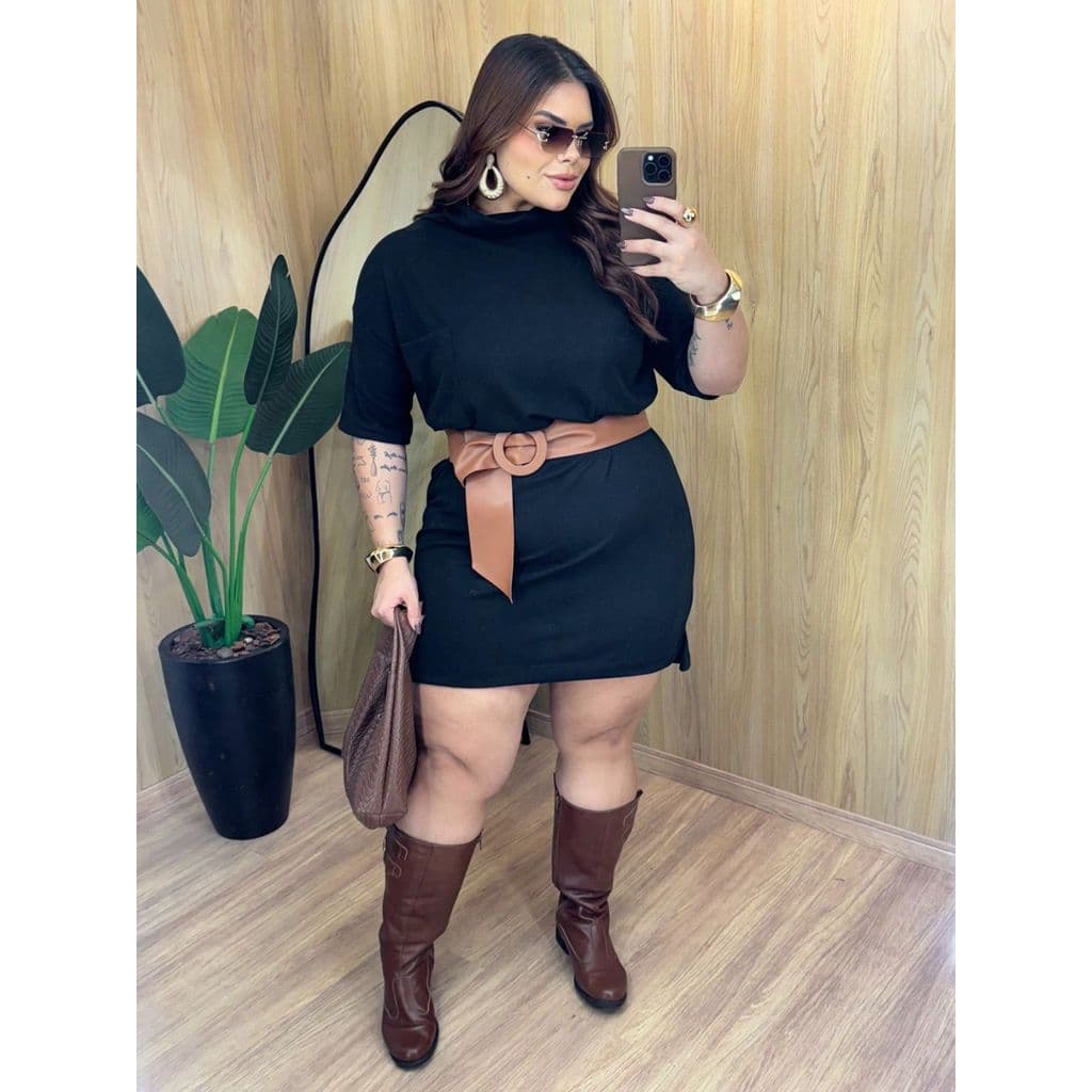 Poncho lanzinha plus meia menga quentinha  camisao plus com bolso moderno