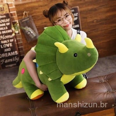 Brinquedo de Pelúcia Triceratops Fofo Almofada de Dinossauro de Desenho Animado Presente de Aniversário para Crianças