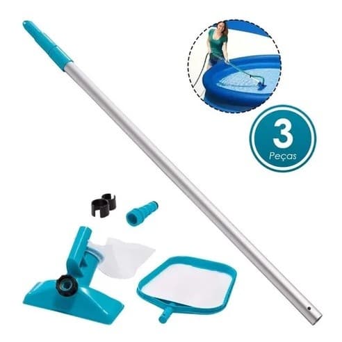 Kit de Limpeza para Piscina INTEX Krystal Clear Pool Basics – Rede, Escova e Aspirador Completo