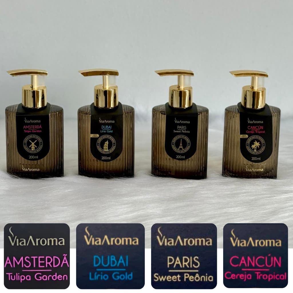 Sabonete Liquido Perfumado Elegante Luxo Via Aroma aromático Vegano Aromaterapia Linha Mundo