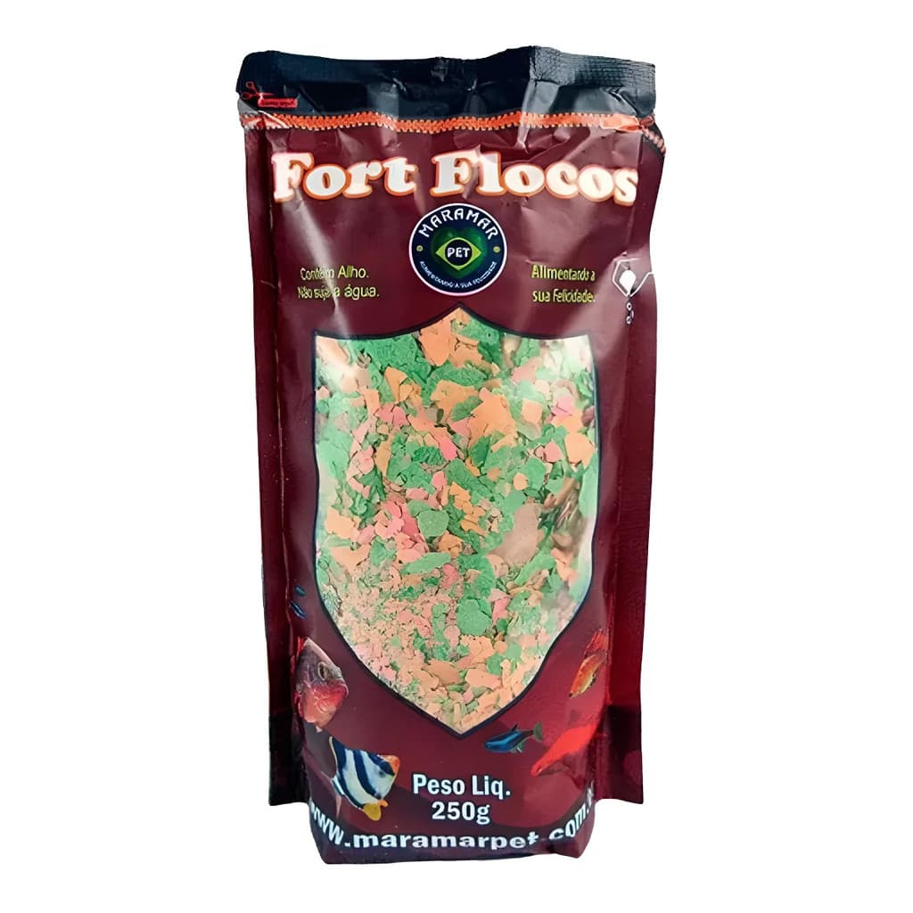 Ração Para Peixes Ornamentais Maramar Fort Flocos 250g Alimento Completo