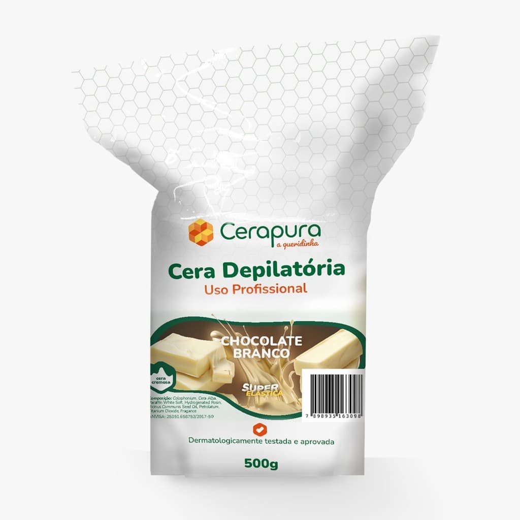Cera Depilatoria Chocolate Branco Elastica - 500g (cerapura)