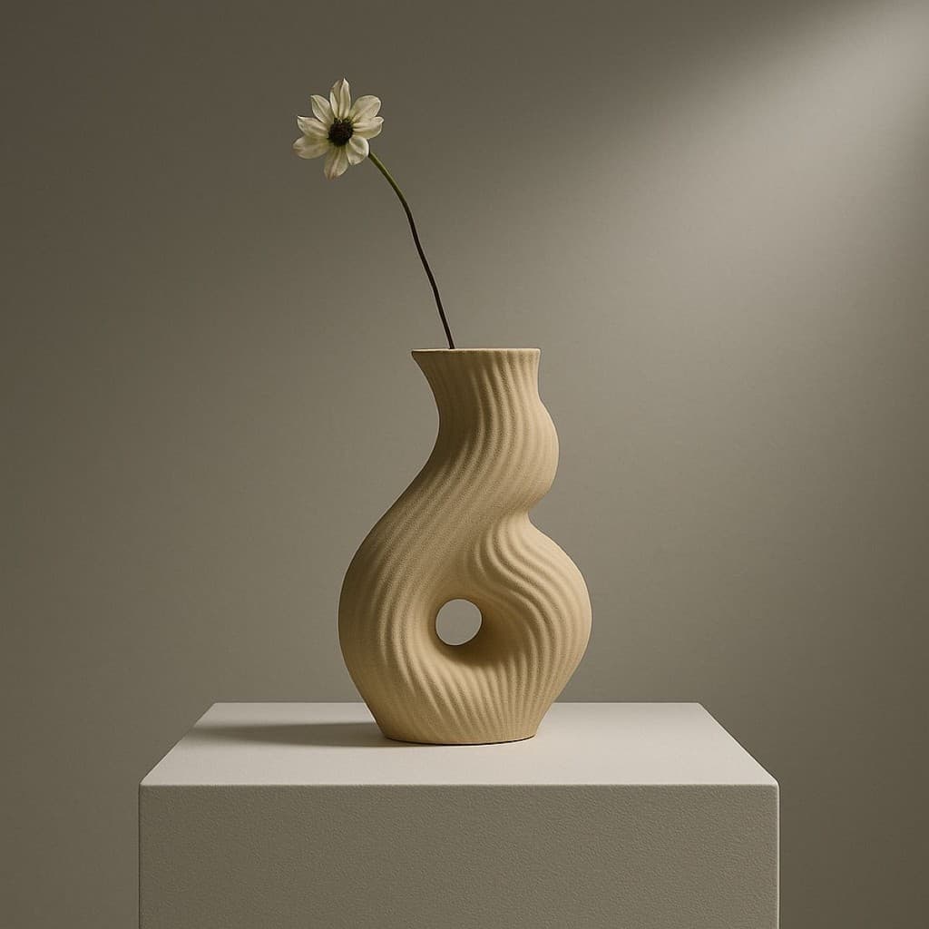 Vaso Sombra Espiral em Cerâmica – Design Escultural Moderno B