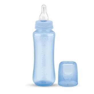 MAMADEIRA COLORIDA REDONDA - 240ML BICO DE SILICONE.