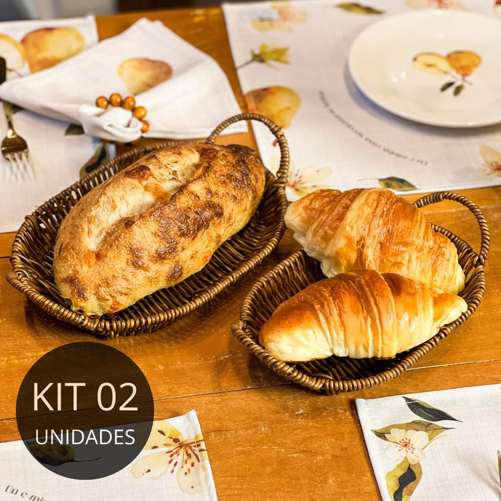 Kit 2 Cestas Ovais Rattan com Alça - Coleção Peras