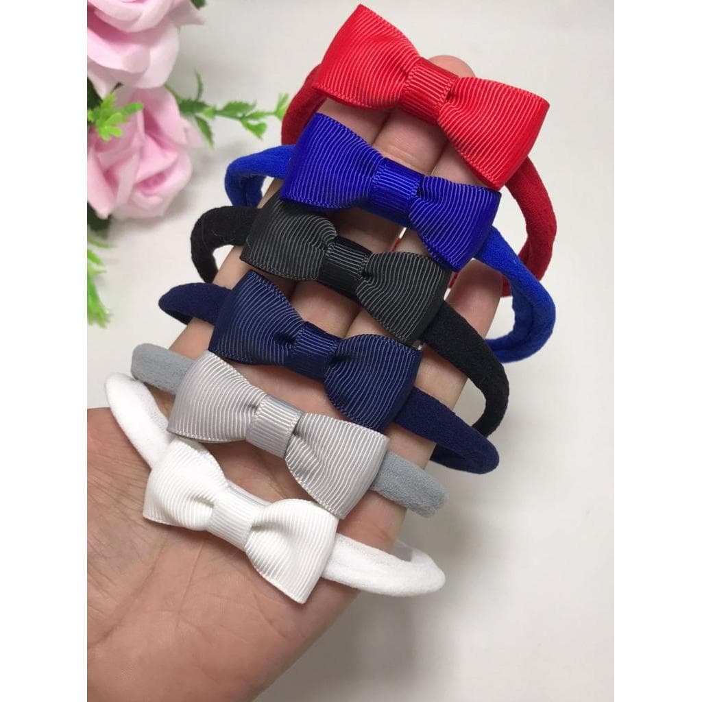 Kit 6 Laços Na Faixa De Cabelo Para Bebê Na Meia De Seda