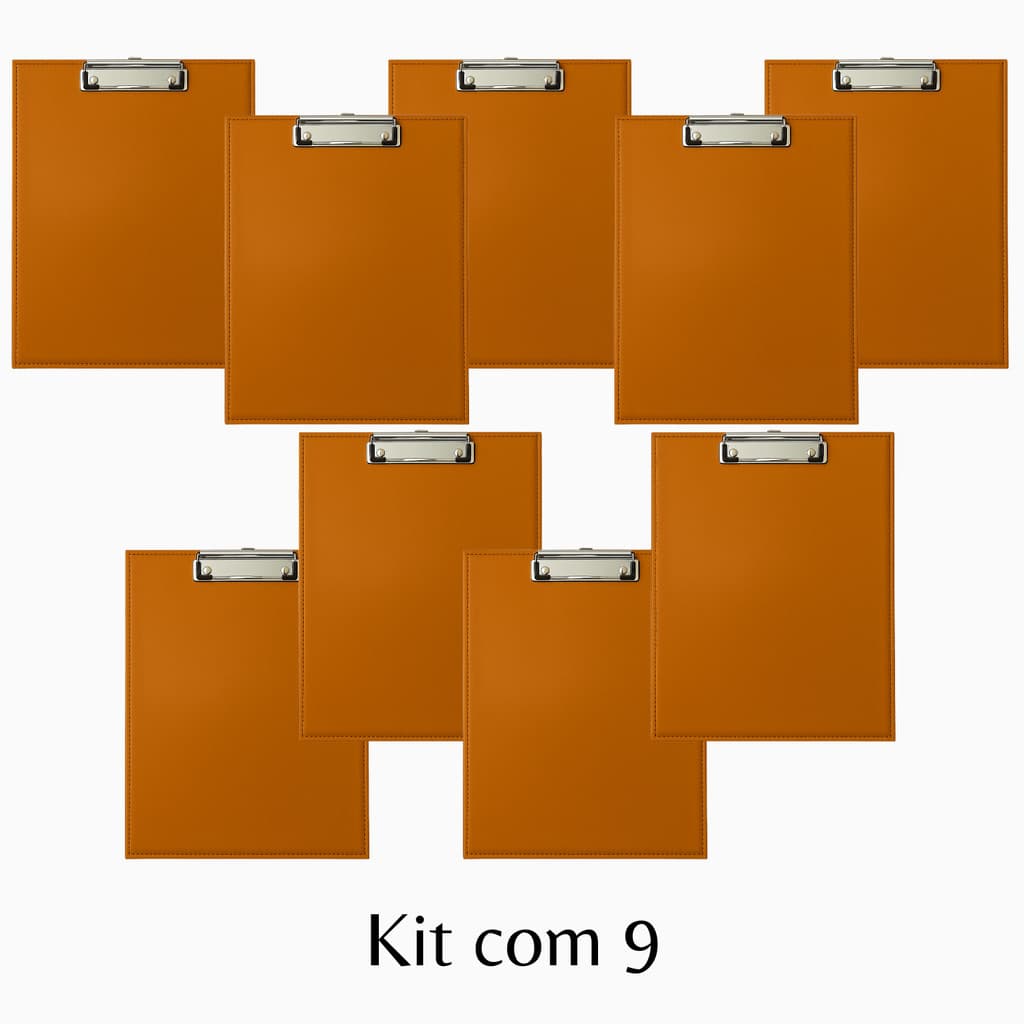Kit 9 Pranchetas em Couro Sintético A4 Premium Ideal para Escritório, Clínica, Treinamentos e Eventos