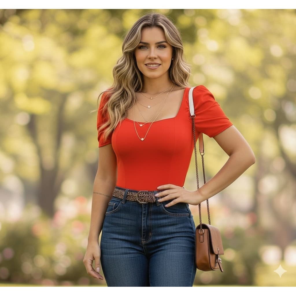 body feminino elastano com manga curta bufante top moderna