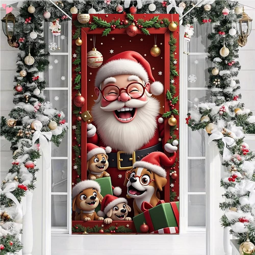 Feliz Natal Capa De Porta Banner De Papai Noel Vermelho Guirlanda De Engraçada Decoração De Para Da Frente Ou Casa Inter