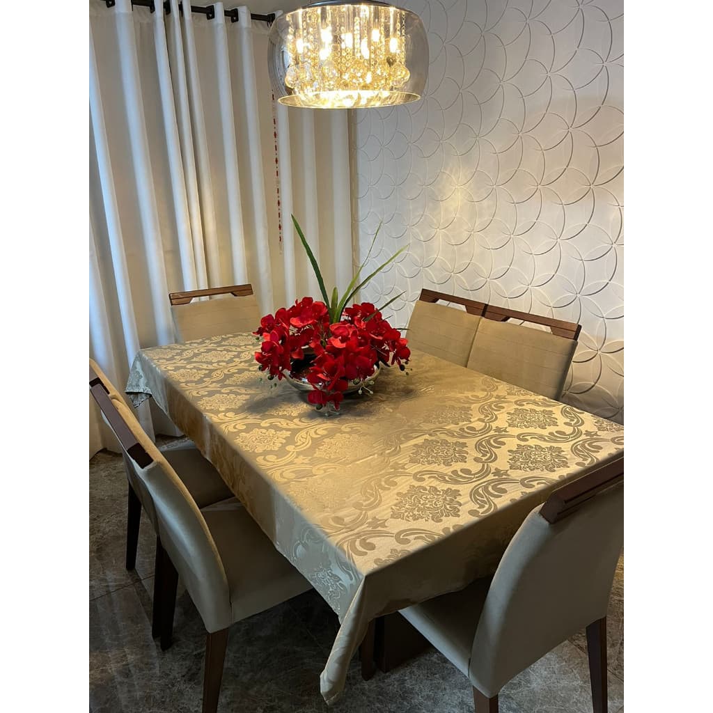 Toalha de Mesa Jacquard Luxo 6 Lugares 2,10x1,50 para Cozinha premium Várias Cores