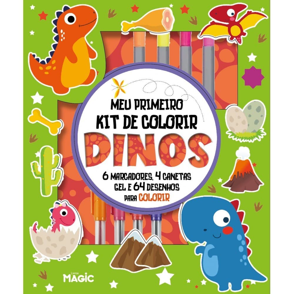 Livro Dinossauros - Kit de atividades com marcadores e canet
