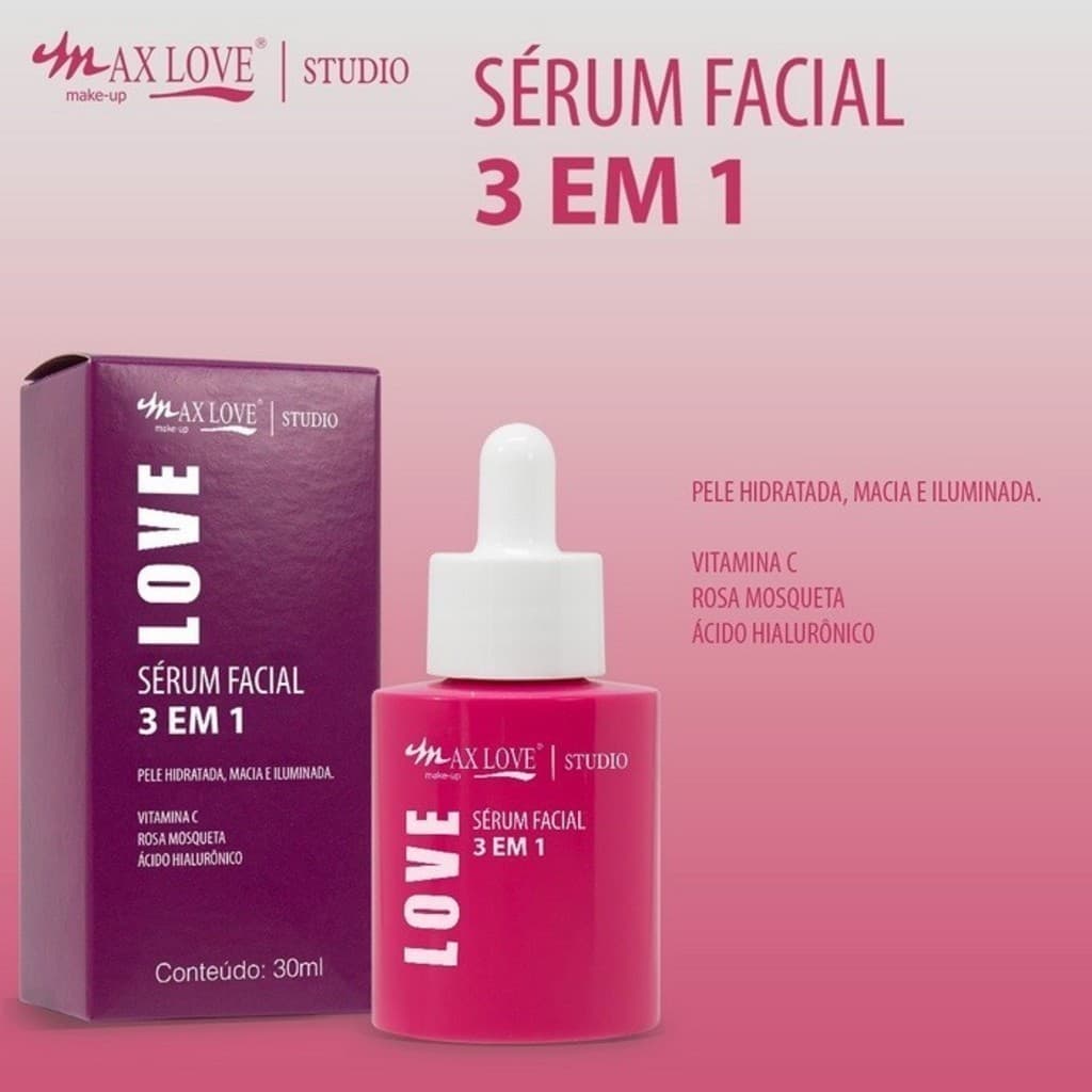 ✨ Sérum Facial 3 em 1 Max Love 30ml – Hidratação, Renovação e Antissinais