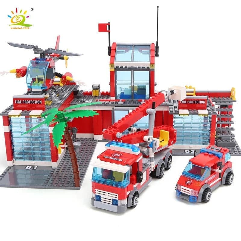 774pcs Blocos de Construção Modelo de Estação de Bombeiros da Cidade Caminhão de Bombeiro Brinquedos Educativos de Bloco