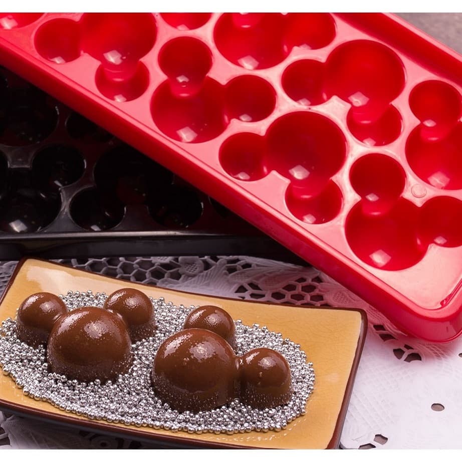 Forma Mickey Gelo Chocolate Plasútil Vermelha 10 cavidades