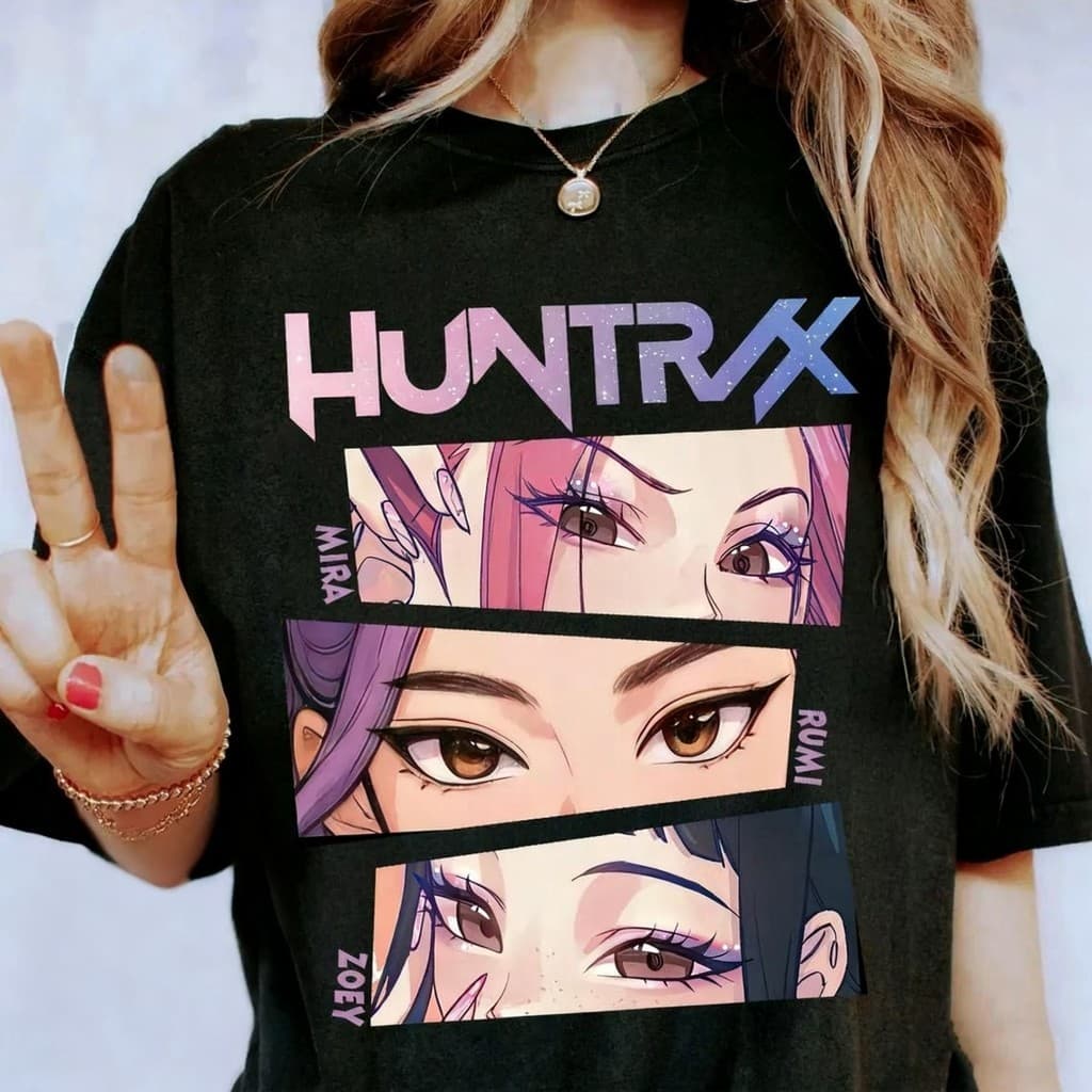 Camisa Camiseta Algodão Feminina Retro Kpop Demon Hunters Jinu Manga Huntrix Mira Rumi Joey Saja Girls Streetwear T-shir