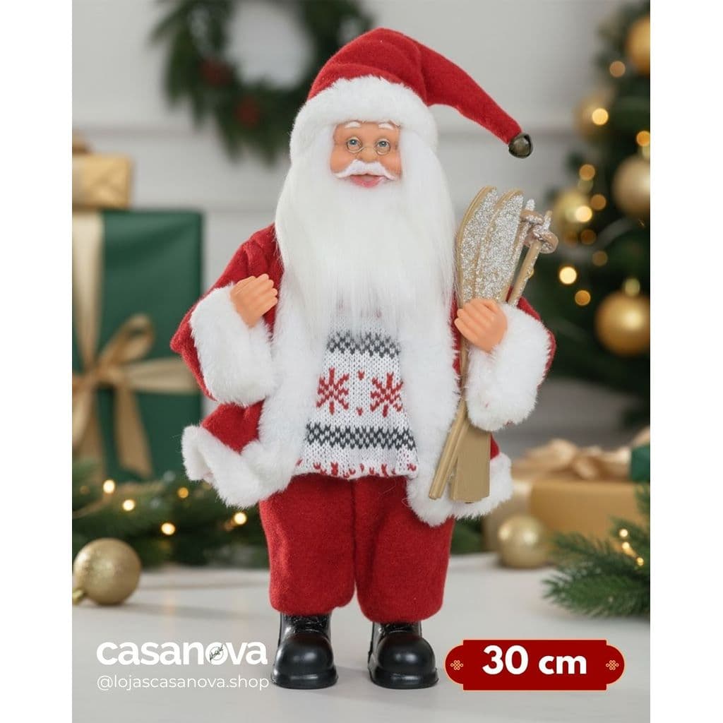 Papai Noel em Pé 30cm Vermelho/Branco – Decoração Natalina Premium