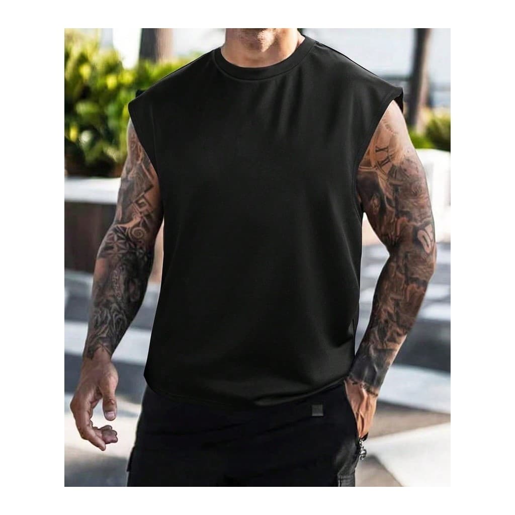 Regata Camiseta Cavada Oversized Machão Streetwear Casual Básica Em Algodão Lisa