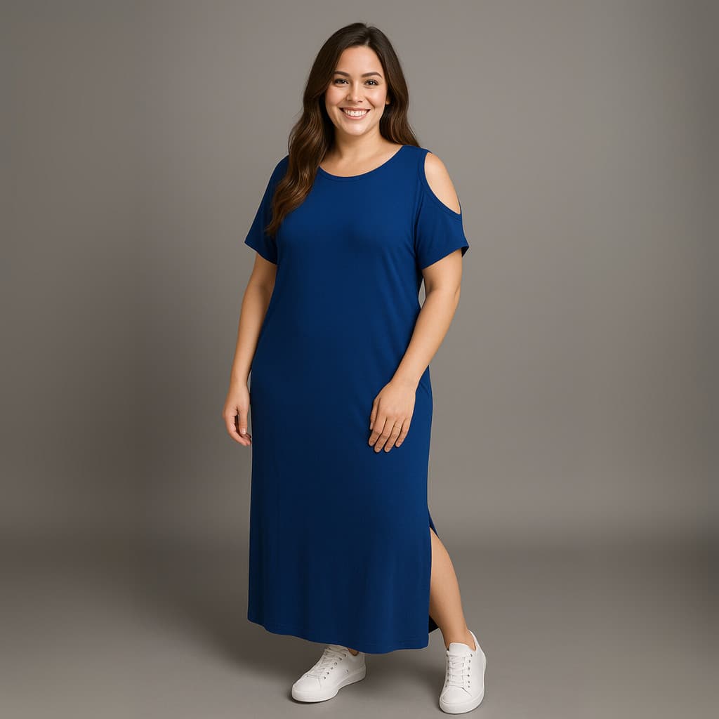 Vestido Midi Plus Size Soltinho Casual Básico Verão Elegante