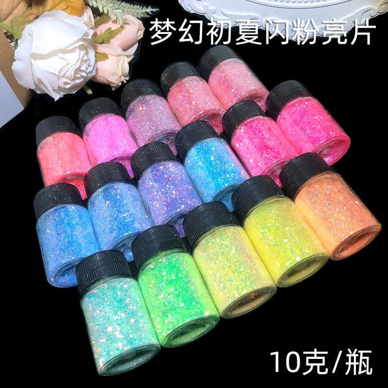 Sonho início do verão fluindo cânhamo glitter Material Manicure glitter pó glitter pó glitter fragmento conjunto pequeno