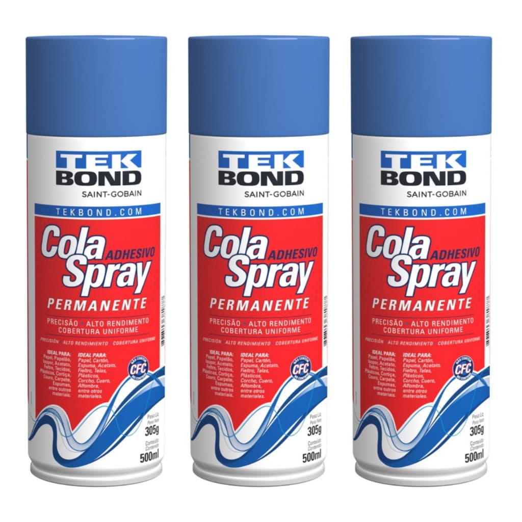 Cola Spray Tek Bond Permanente Kit 3 unidades