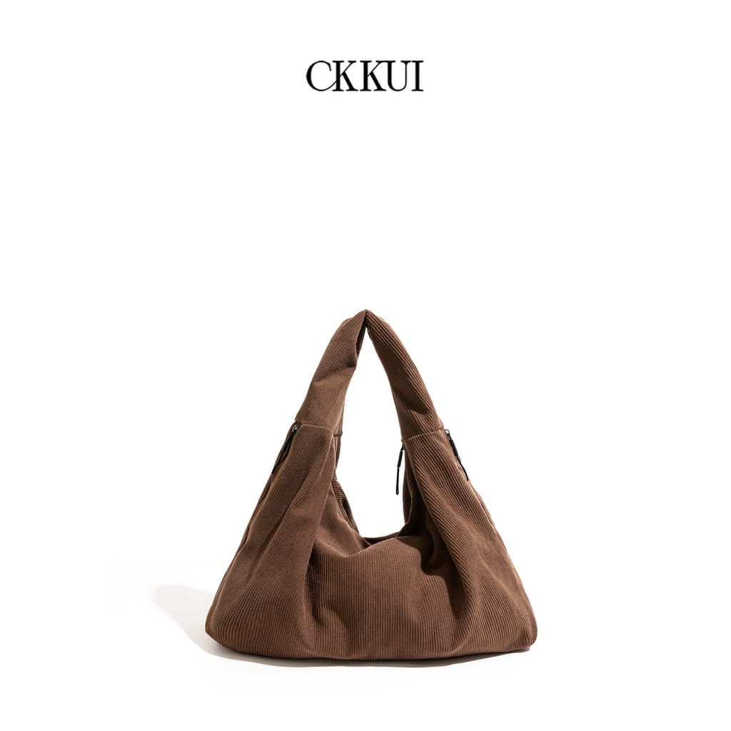 CKKUI Bolsa de veludo retrô feminina 2025 outono novo estilo bolsa estilo preguiçoso bolsa de ombro