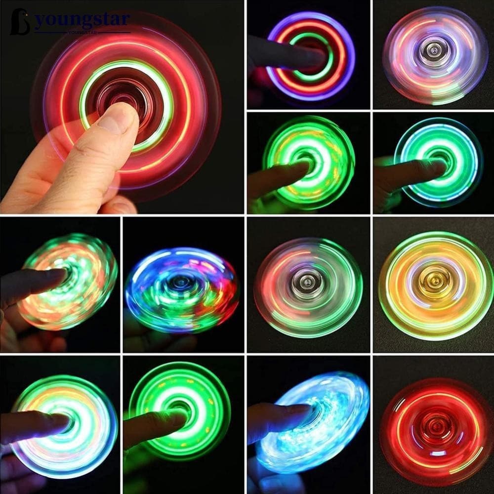 YOUNGSTAR Crystal Luminous LED Fidget Spinner Mão Brilha No Escuro EDC Brinquedos De Alívio De Estresse Kids Adulto Anti