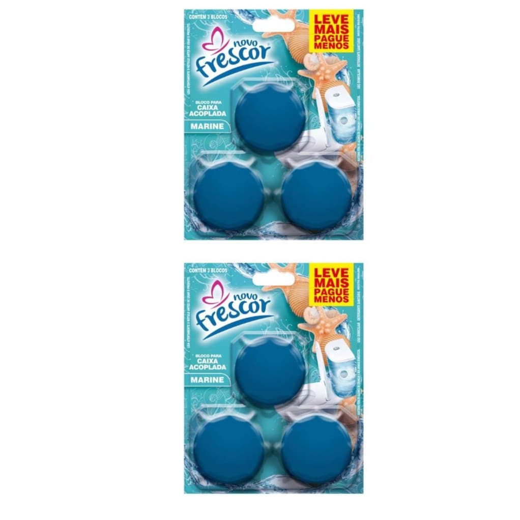 Kit c/ 2 Bloco Sanitário Triplo para Caixa Acoplada Azul - Marine - Nova Frescor