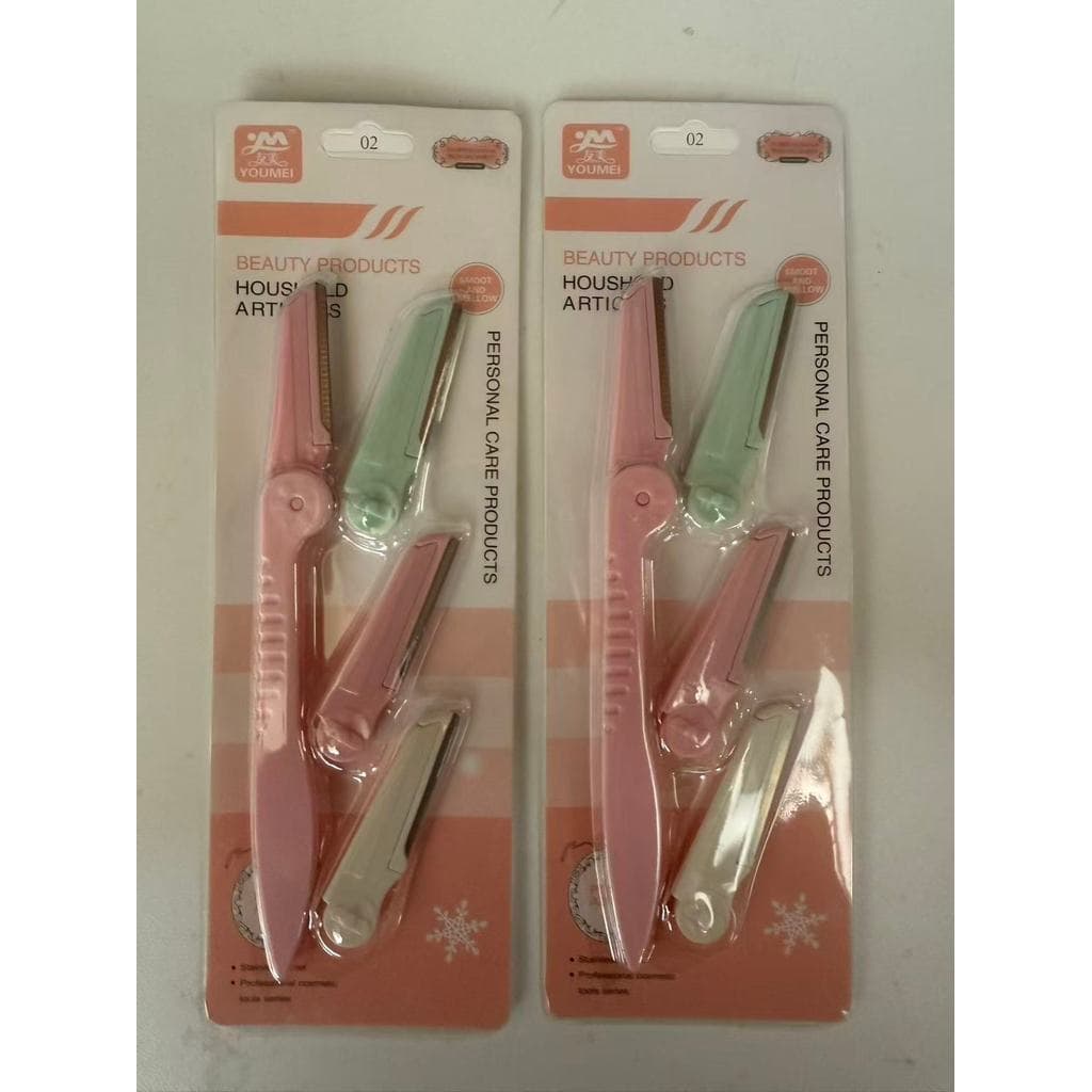 Aparador de sobrancelhas profissional dobrável para mulheres, com lâminas substituíveis.