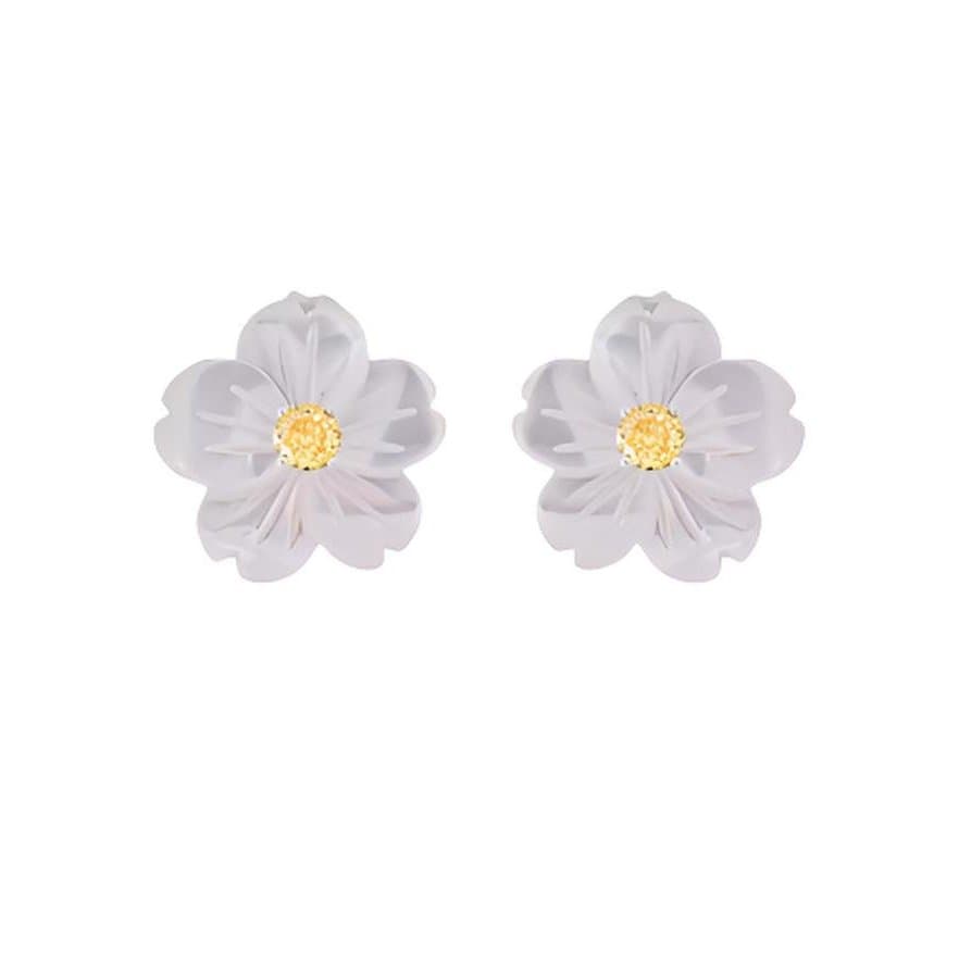 Brinco Madrepérola Flor Prata 925