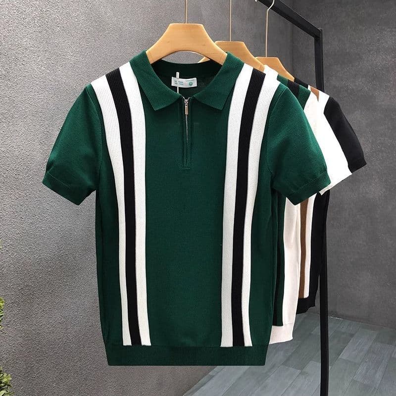 Luz De Luxo high-end Malha De Manga Curta Masculina Verão Exterior wear Versátil Tamanho Grande Camisetas Bonito fitness