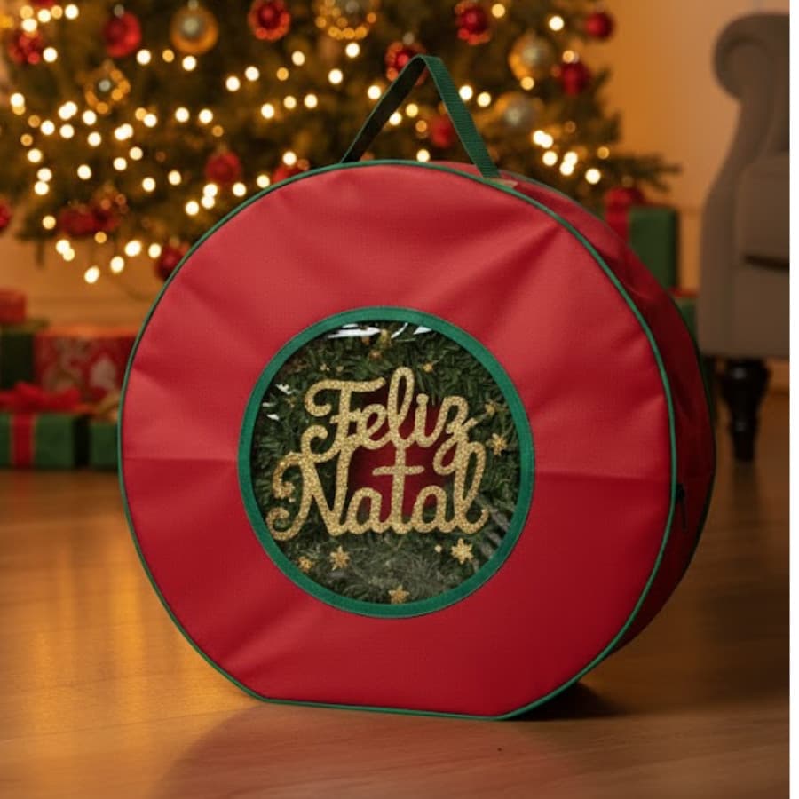 Bolsa Organizadora para Enfeites de Natal com Visor Transparente