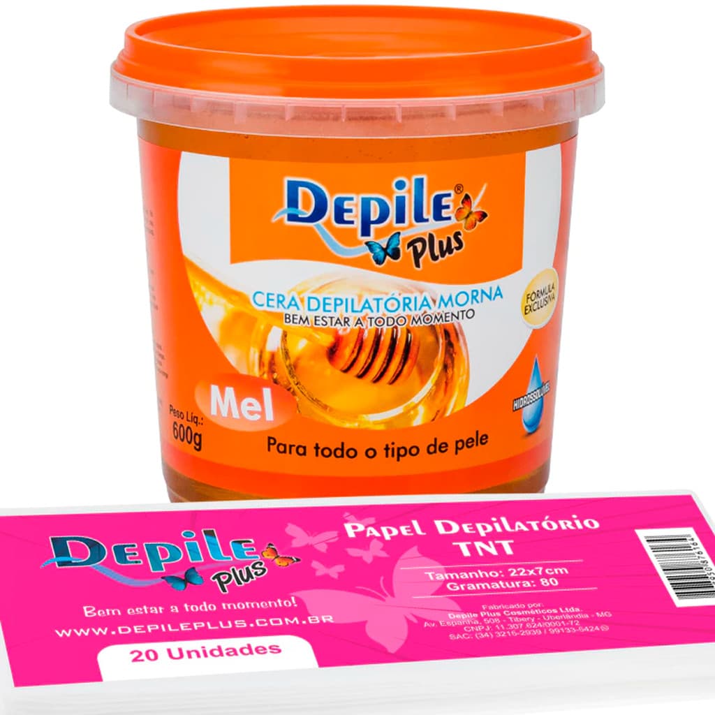 Kit Cera Hidrossolúvel 600g + Papel Depilatório TNT 20 un