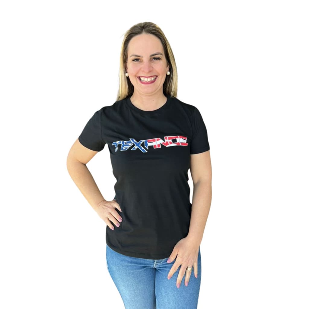 CAMISETA FEMININA TEXANOS MANGA CURTA MARROM ESTAMPADA REF: 12599