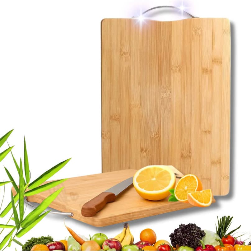 Tábua De 100% bambu 22x32CM para Carne Legumes frutas Material Ecológico Bambu Com Alça Aço