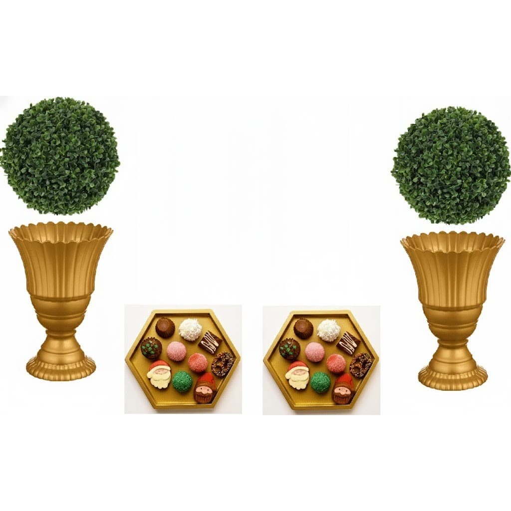 Kit De Decoração Para Mesa De Festa Infantil Ou Casamento Com 2 Vasos 2 Bandejas 2 Buchinhos Decorativos