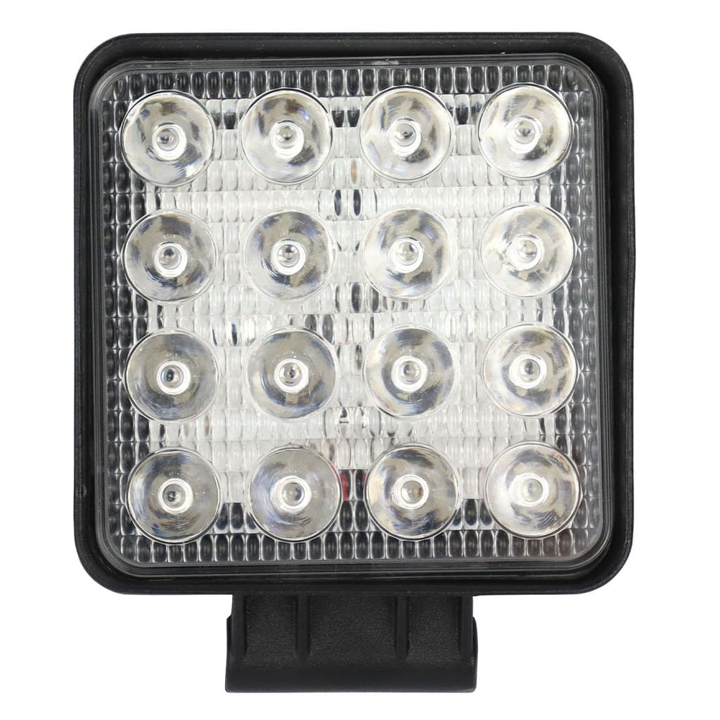 Farol Milha 16 LEDs 48W Luz AZUL Quadrado Universal 12V 24V Carro Agrícola Pulverizador