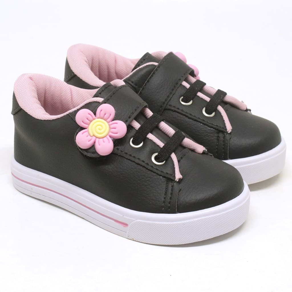 Tênis Infantil Menina calçado de criança moda voltas aulas flor