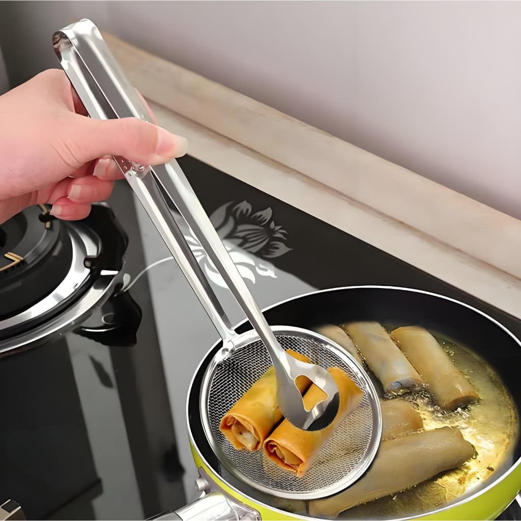 Escumadeira de Fritura em Inox Pegador Escorredor Para Óleo