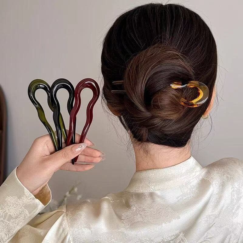 Kit  2 Grampo De Cabelo Em Forma De U Vintage, Acessórios De Cabelo Para Coque De Chignon Feminino