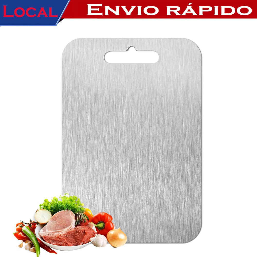 Tábua De Corte De Aço Inoxidável,Tábua De Corte Não Tóxica Carne E Vegetais Qualidade Alimentar De Dupla Face,15x24 cm