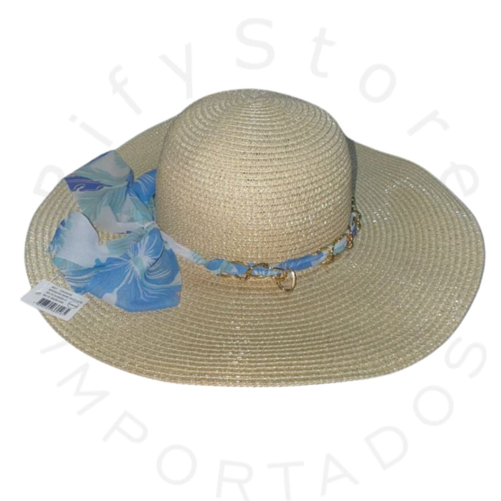 Chapéu De Sol Feminino Com Fita Colorida e De Aba Larga Para Praia E Viagens ​De Palha Sintética